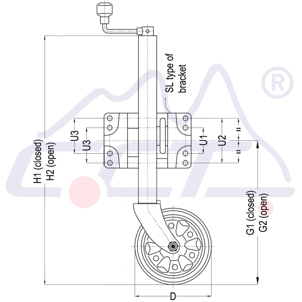 8 Inch Trailer Jockey Wheel CCT