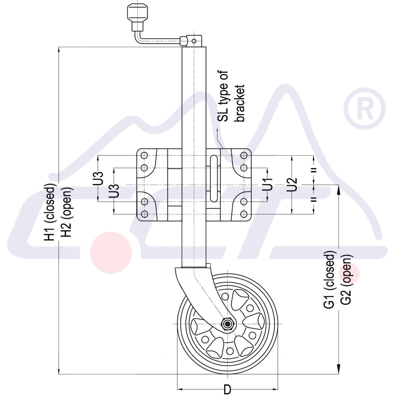 8 Inch Trailer Jockey Wheel CCT