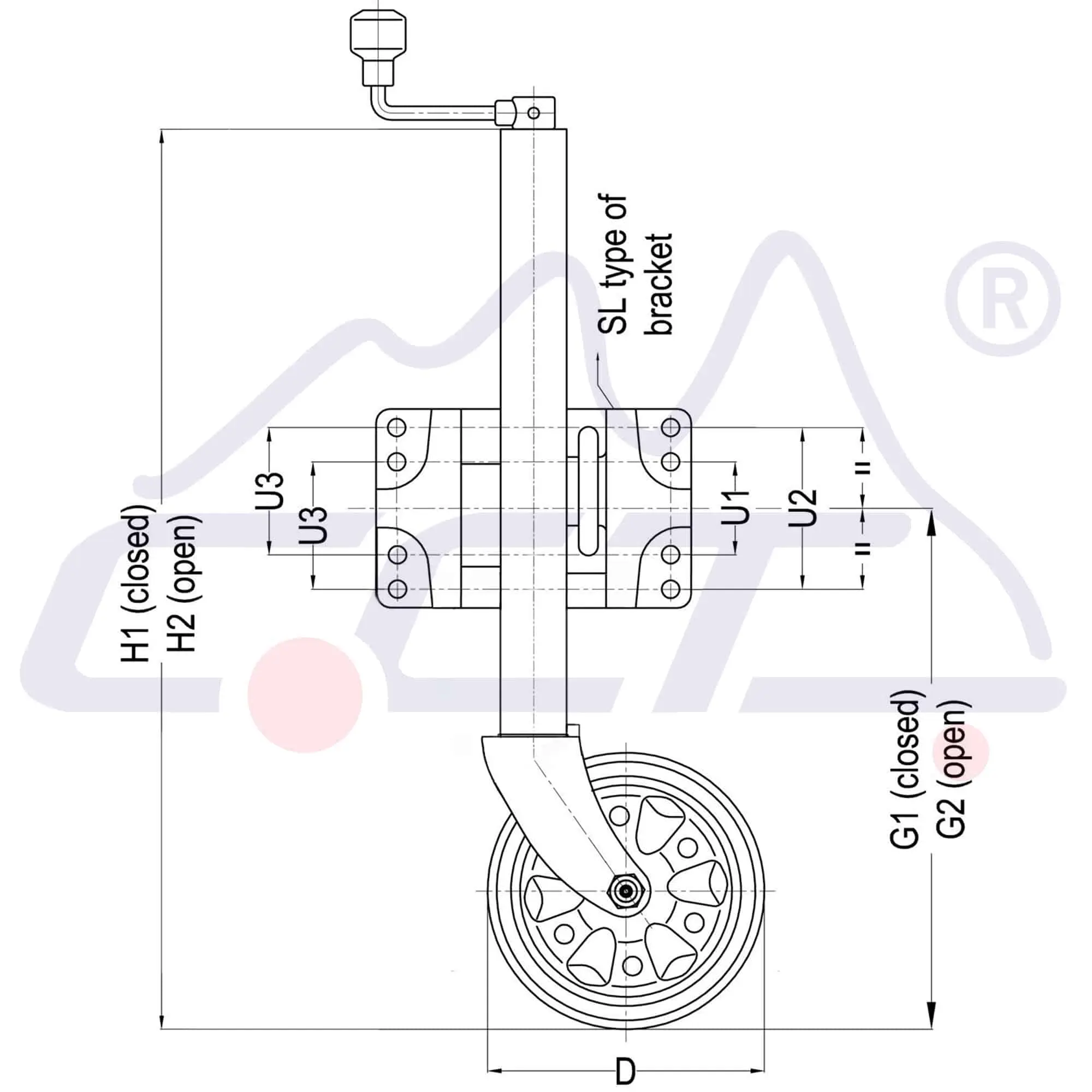 6 Inch Trailer Jockey Wheel